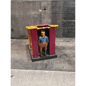 Book of Knowledge Cast Iron Mechanical Cabin Bank Cabin Figure Yellow Red